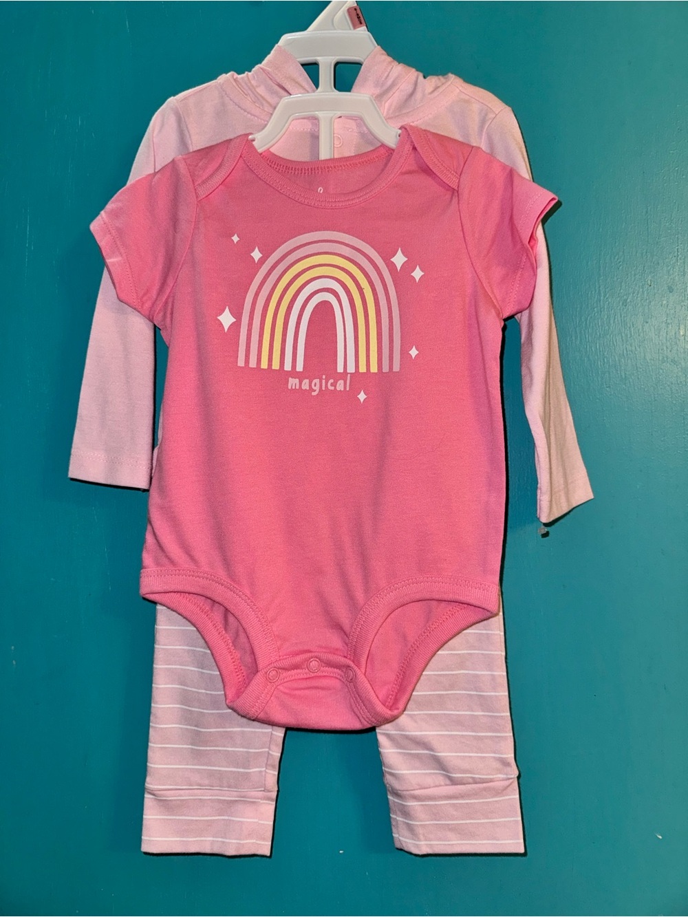 Pink "Magical" Rainbow Bodysuit & Pant Set for Kids